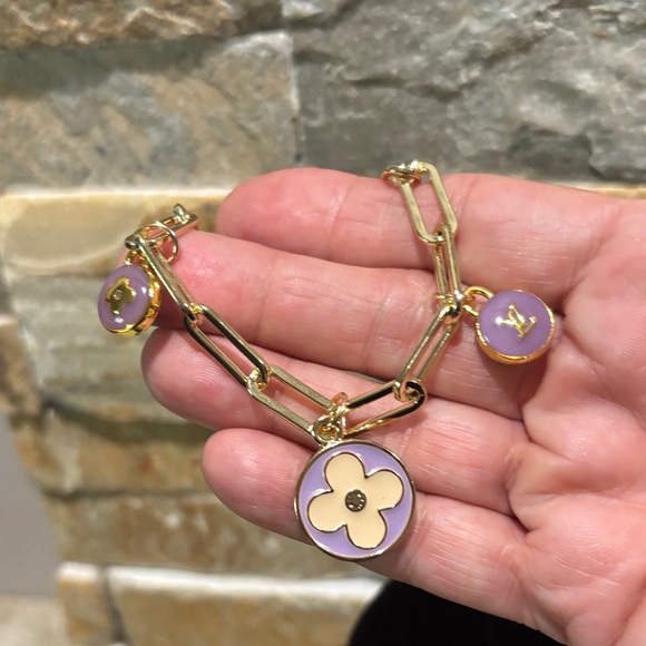 Gold and Purple LV  Charm Bracelet - Picture 2 of 5